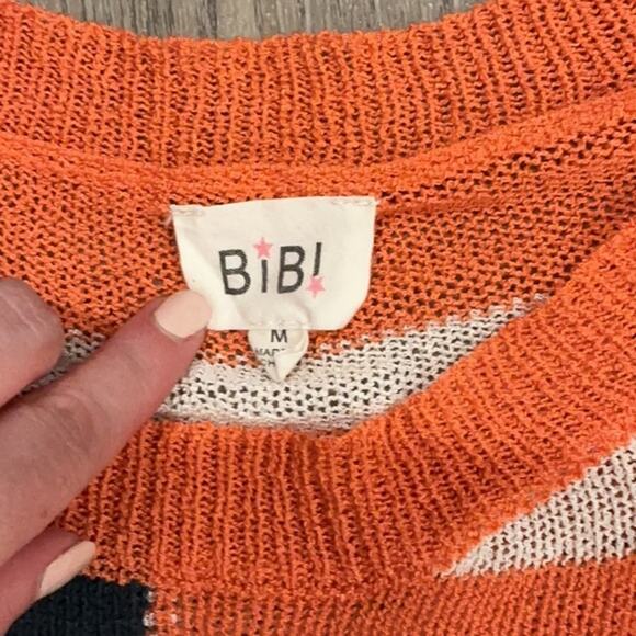 BiBi American Flag Sheer Short Sleeve Sweater July 4th Patriotic Size Medium - Picture 4 of 8